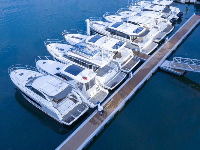 Marine and dock gangway installation at a commercial marina